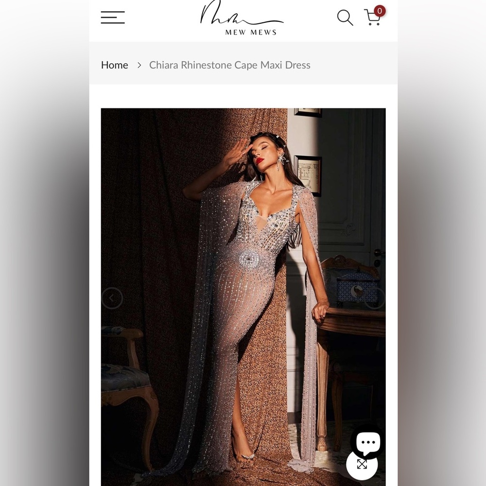 🔥Brand new 🔥Mew Mews Chiara Rhinestone Cape Maxi Dress - Sparkling Champagne - Picture 4 of 10